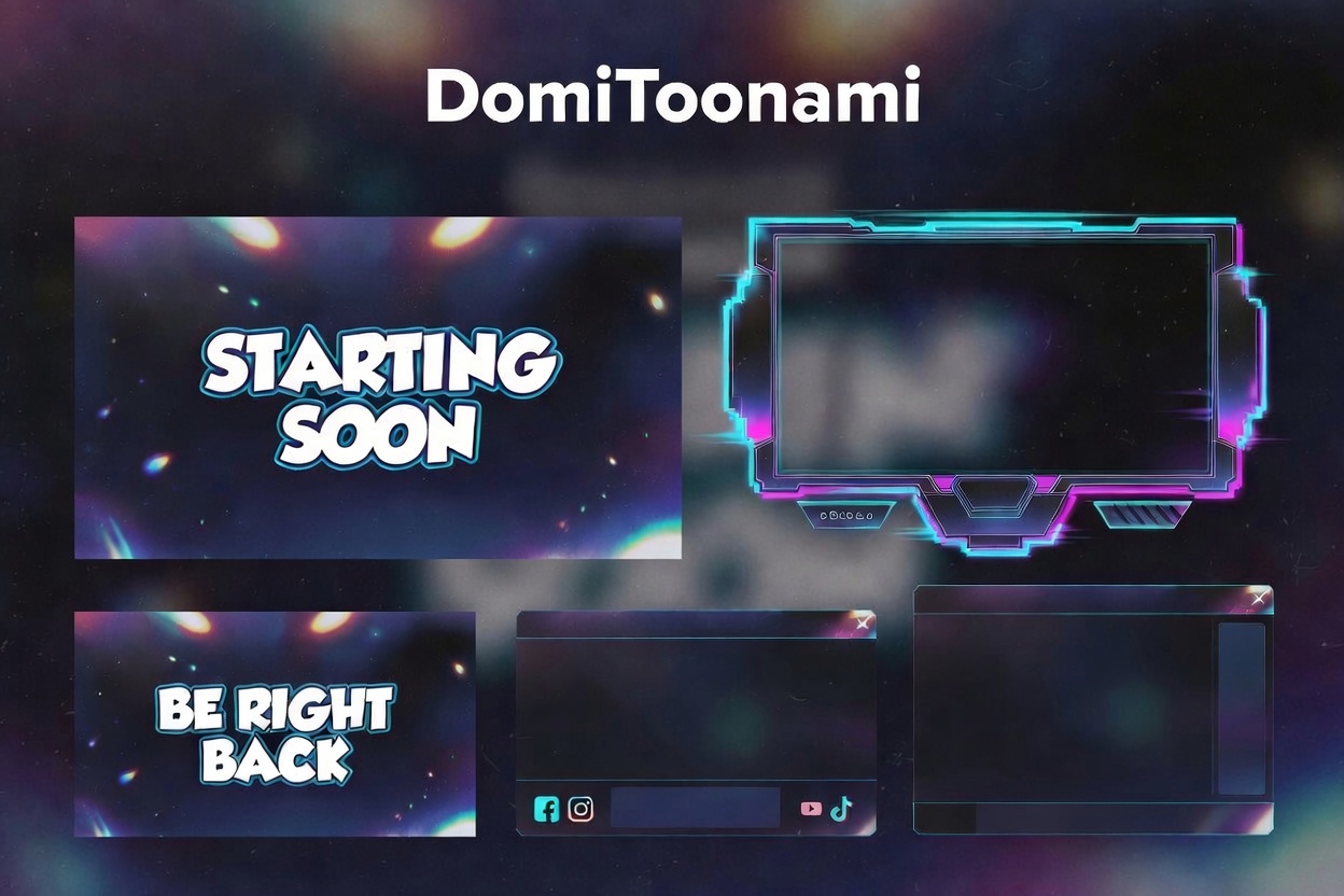 A Futuristic Neon Holographic Streaming Overlay Pack